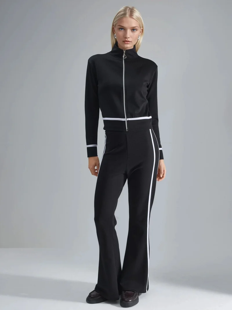 هيكاب طقم قطعتين سويت شيرت بسحاب بنقشة مودال وبنطلون واسع من مجموعة بيرسان